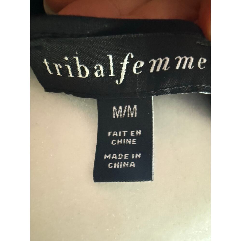 Tribal Femme Black Wrap Tie Waist Dress Black Size Medium - Picture 4 of 7